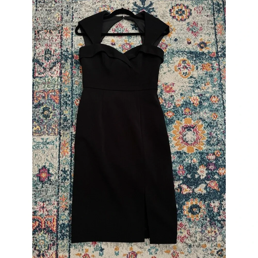 Aidan Mattox Sweetheart Neck Midi Sheath Dress in Black Women’s Size 4‎